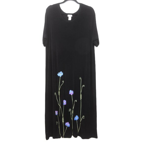 Cite Dresses & Skirts - VTG Cite PLUS 2X Purple Floral Maxi Dress Slinky Flowy Colorful Artsy Made in US